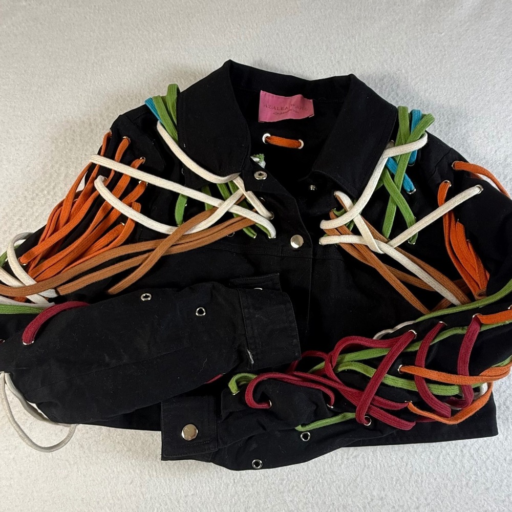 Azalea Wang Rainbow Lace-Up Cropped Jacket | Avant Garde Streetwear
